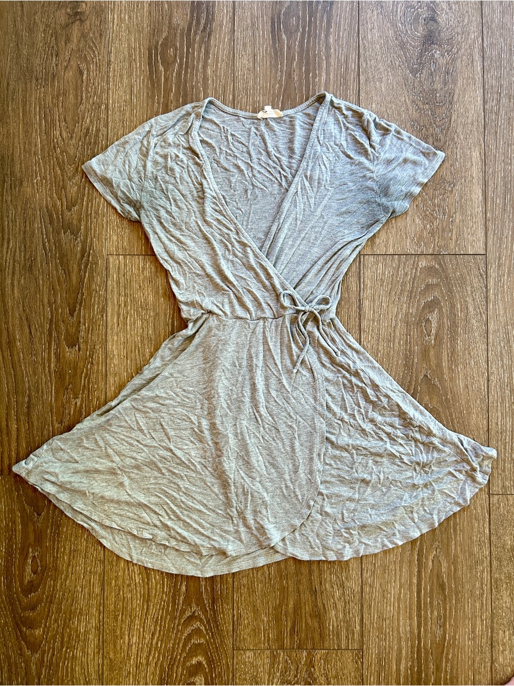 Rolla Coster Light Gray Wrap Short-Sleeve Mini Dress